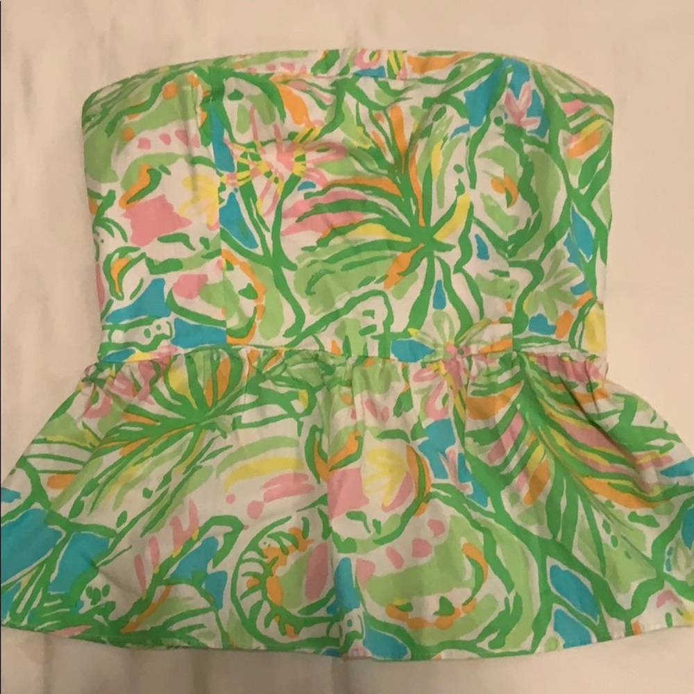 Lilly Pulitzer Strapless Peplum Top